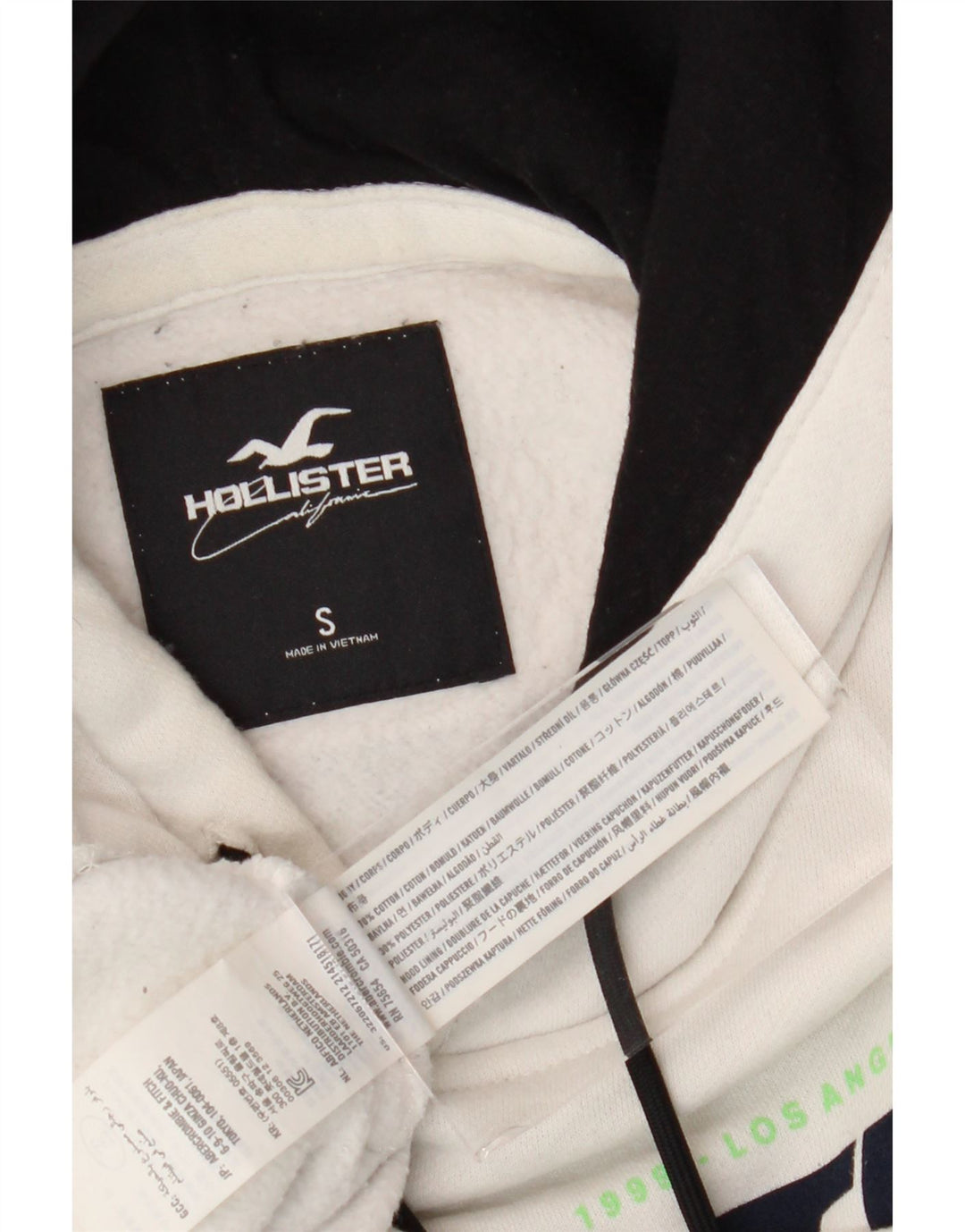 Ανδρικό γραφικό κουκούλα HOLLISTER, μικρό λευκό βαμβακερό