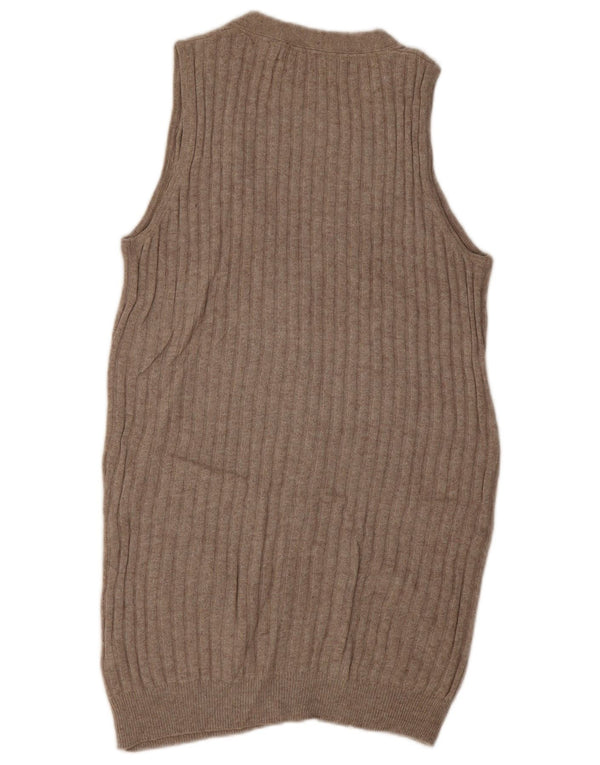 Zara γυναικείο αμάνικο πουλόβερ ζακέτα UK 14 μεσαίο μπεζ βαμβακερό