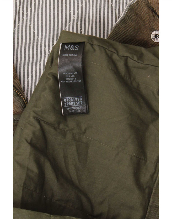 Marks & Spencer Γυναικείο μπουφάν με κουκούλα από κερωμένο βαμβάκι UK 12 Medium Khaki