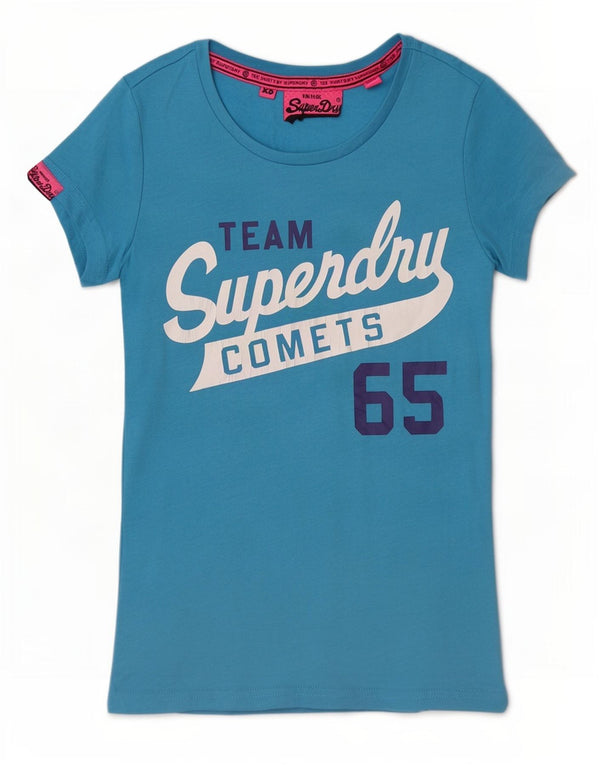 Superdry Γυναικείο T-Shirt Top UK 6 XS Μπλε βαμβακερό
