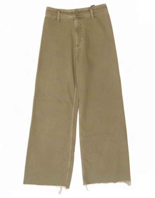 Zara γυναικείο ψηλό ψηλό φαρδύ τζιν EU 40 Medium W30 L29 Χακί βαμβακερό