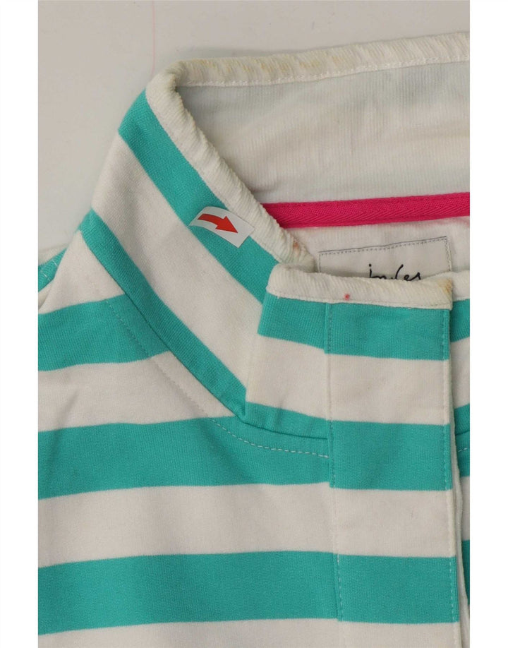 Joules Γυναικεία φούτερ με λαιμόκοψη με κουμπιά Jumper UK 16 Large τιρκουάζ ριγέ