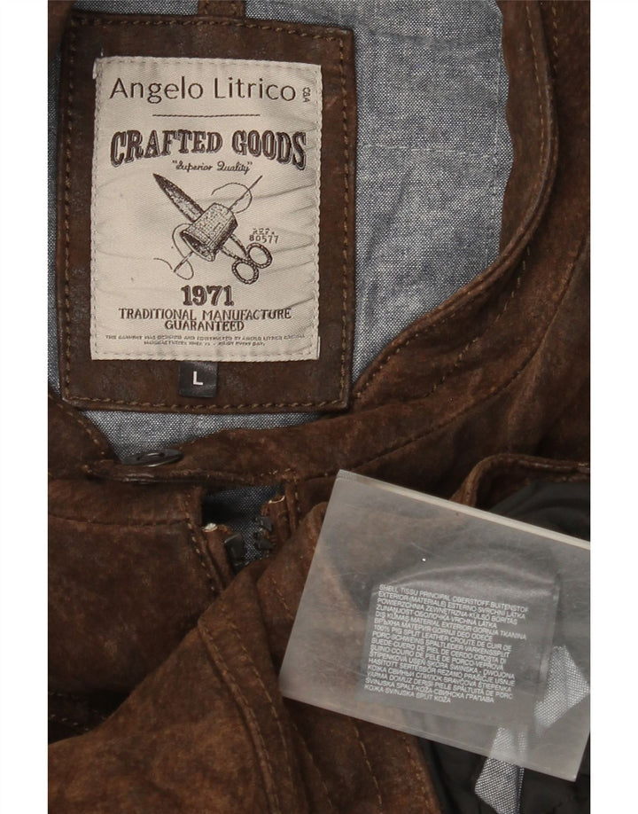 Angelo Litrico Ανδρικό Suede Jacket UK 40 Large Brown Δερμάτινο