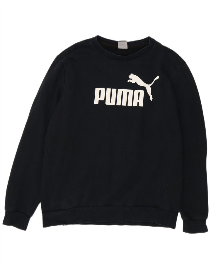 PUMA Mens Graphic Sweatshirt Jumper Large Navy Blue Cotton