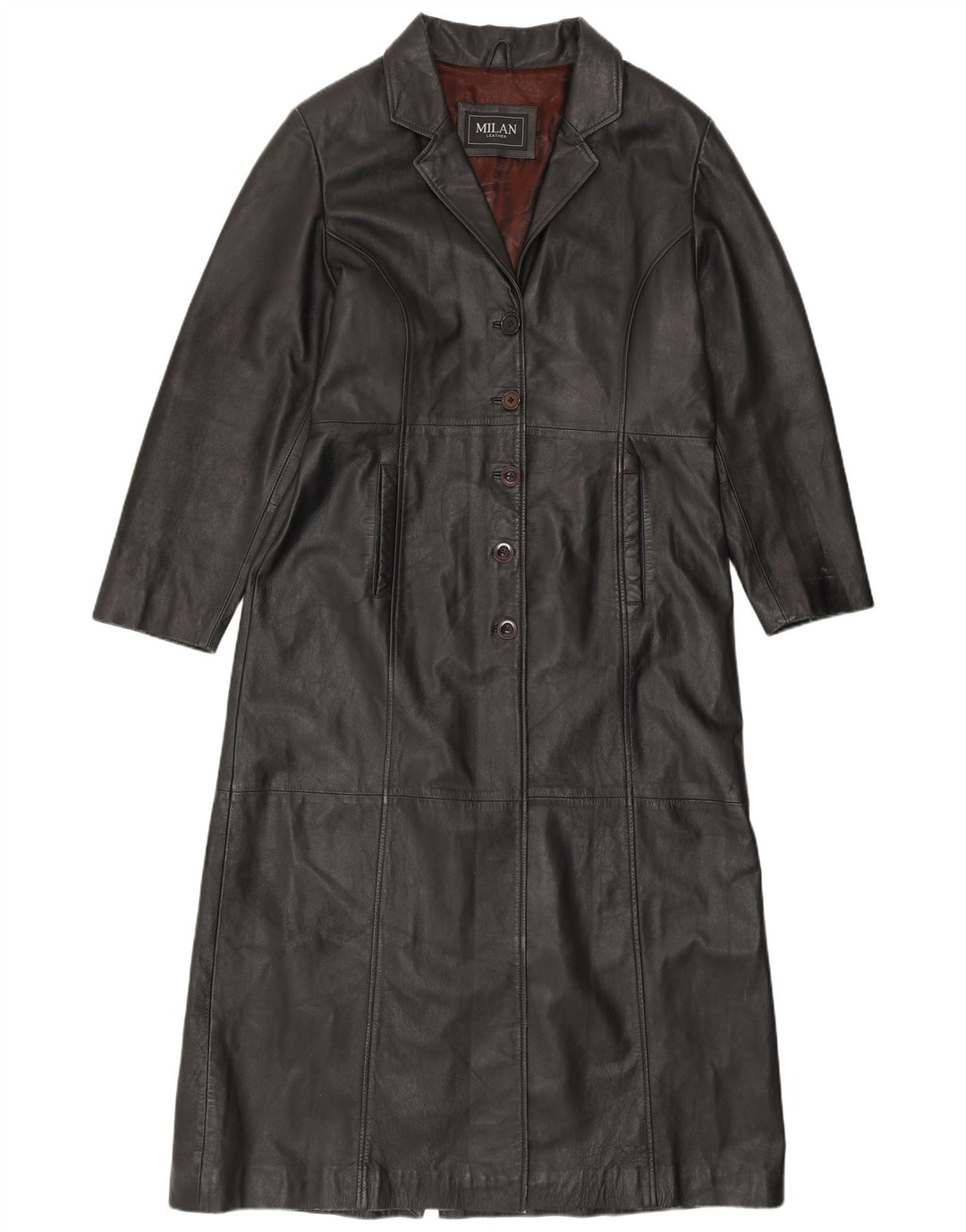 MILAN Γυναικείο Δερμάτινο Παλτό UK 18 XL Μαύρο Δερμάτινο