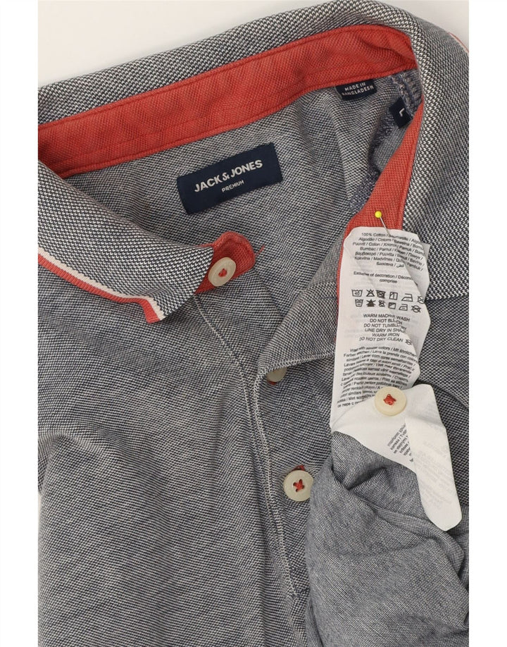 Jack & Jones Ανδρικό πουκάμισο πόλο με μεγάλο γκρι βαμβακερό φλύκταινα