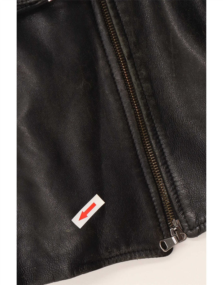 Vintage Γυναικείο Δερμάτινο Μπουφάν UK 12 Medium Μαύρο
