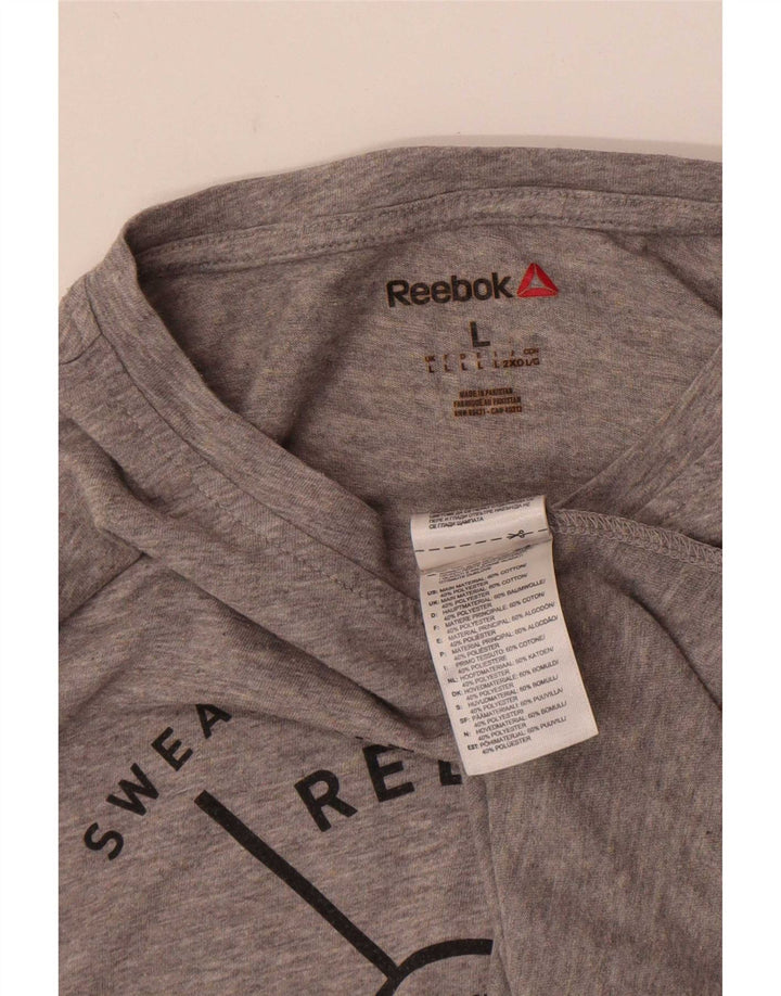 Ανδρικό γραφικό T-Shirt Reebok Top μεγάλο γκρι βαμβακερό