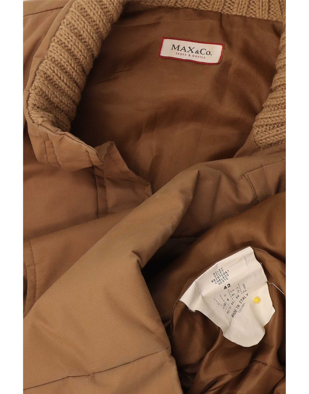 Max & Co. Γυναικεία υπερμεγέθη padded Gilet UK 10 Small Beige Cotton