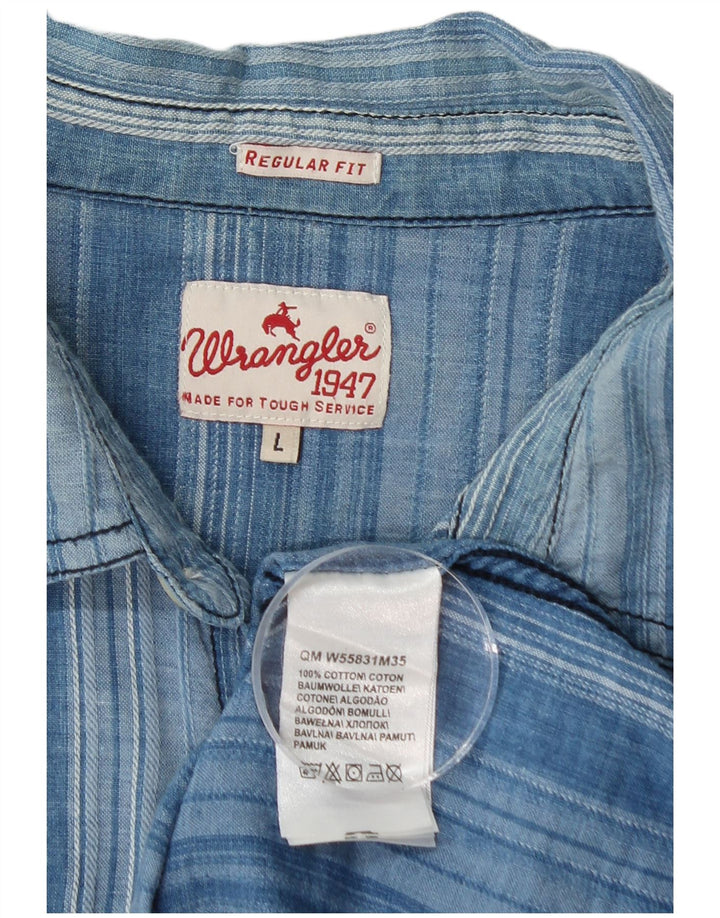 WRANGLER Ανδρικό φανελένιο πουκάμισο με κανονική εφαρμογή, μεγάλο μπλε ριγέ βαμβακερό