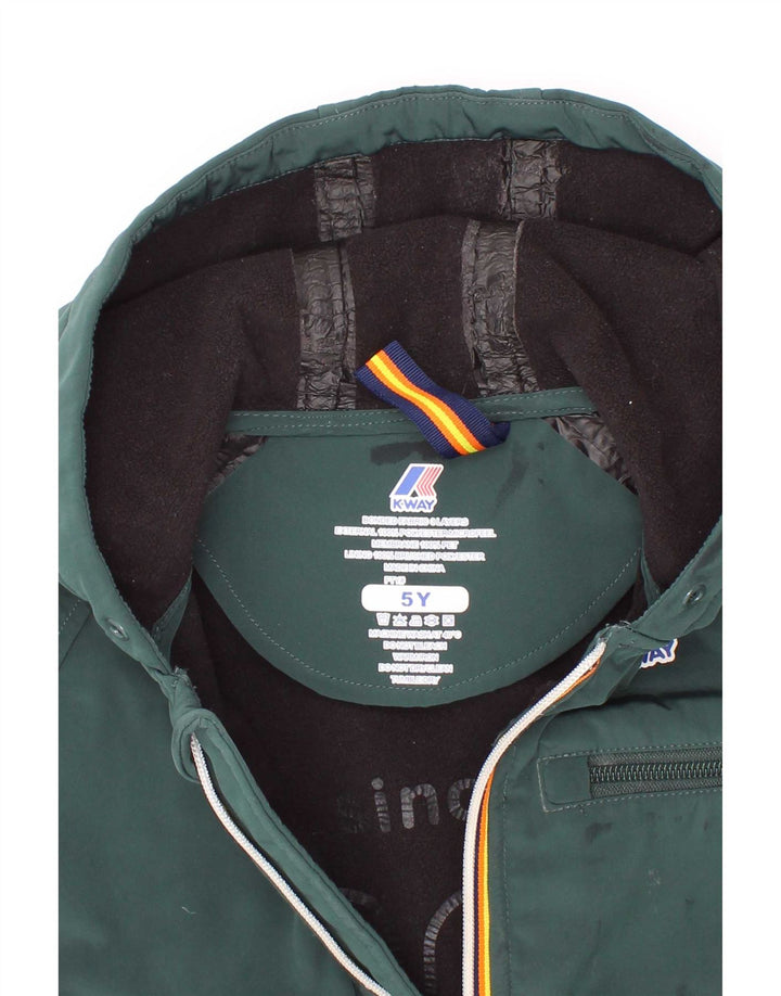 Μπουφάν K-Way Boys Hooded Windbreaker 4-5 Years Green Polyester