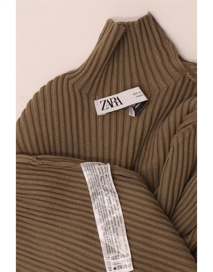 Zara γυναικεία μπλούζα με λαιμόκοψη μακρυμάνικη 12 μεσαία χακί βισκόζη