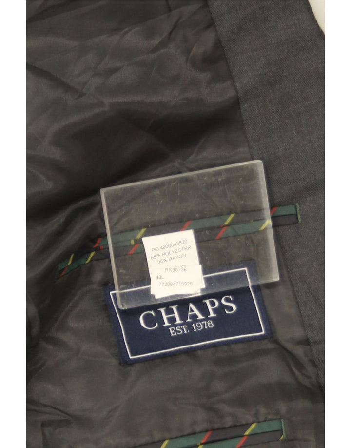 Chaps Mens 2 Button Blazer Jacket UK 48 4XL Grey Polyester