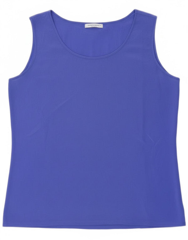 Vintage Womens See Through Vest Top UK 8 Small Blue Silk