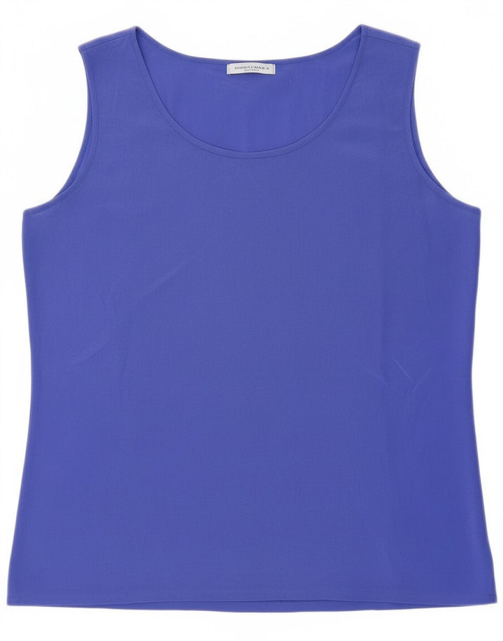 Vintage Γυναικείο See Through Vest Top UK 8 Small Blue Silk
