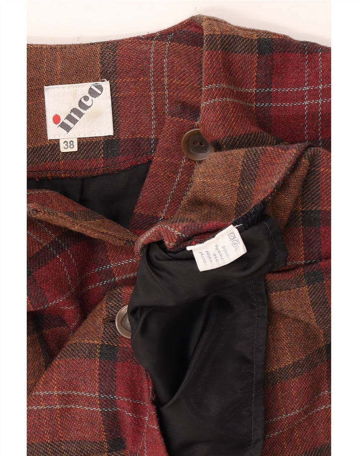 Vintage γυναικείο σακάκι μπλέιζερ με 4 κουμπιά Crop EU 38 μεσαίου καφέ Check