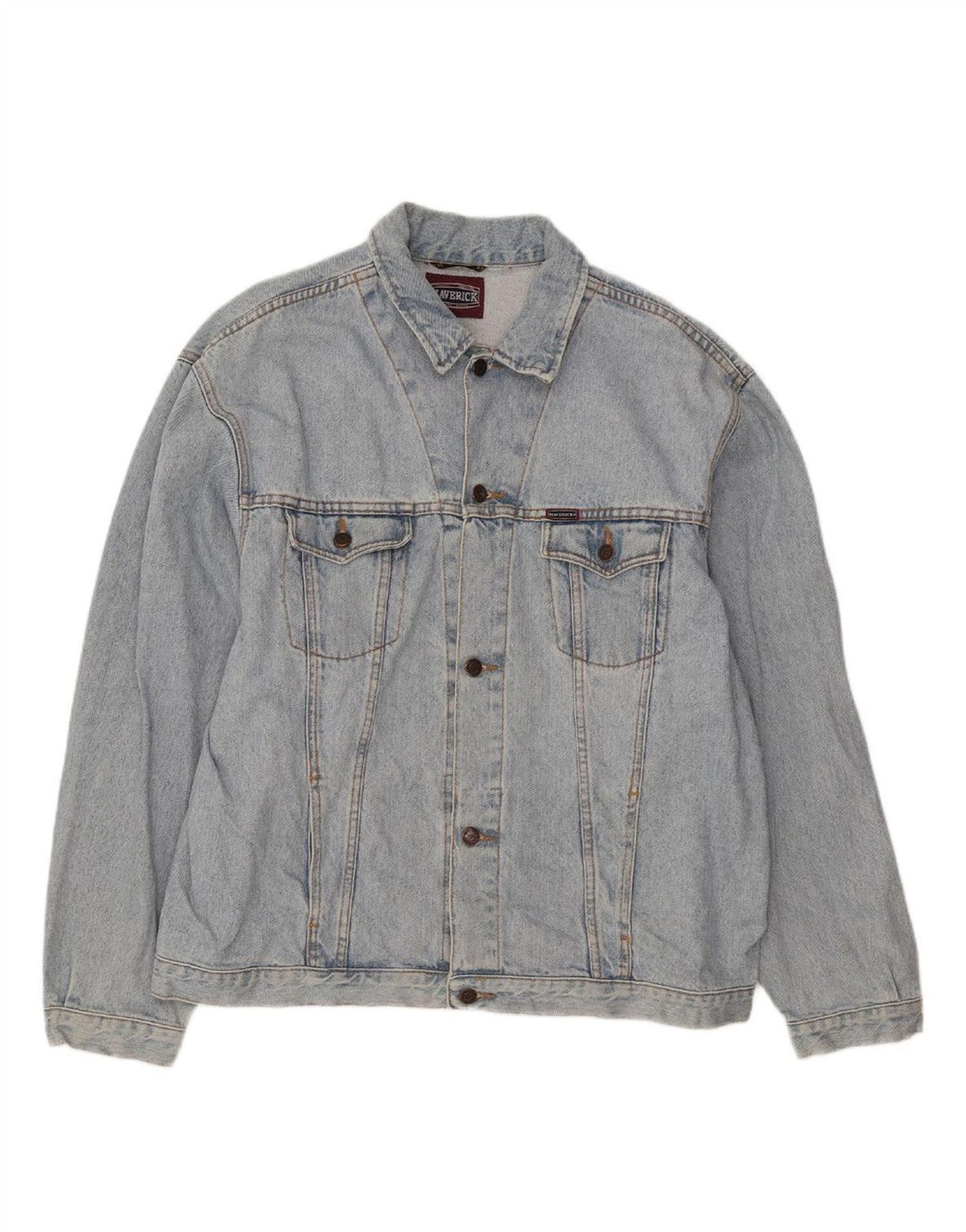 MAVERICK Mens Denim Jacket UK 44 2XL Blue Cotton