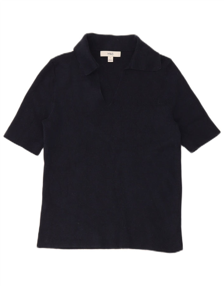 Marks & Spencer Γυναικείο πουκάμισο πόλο UK 12 Medium Navy Blue βαμβακερό