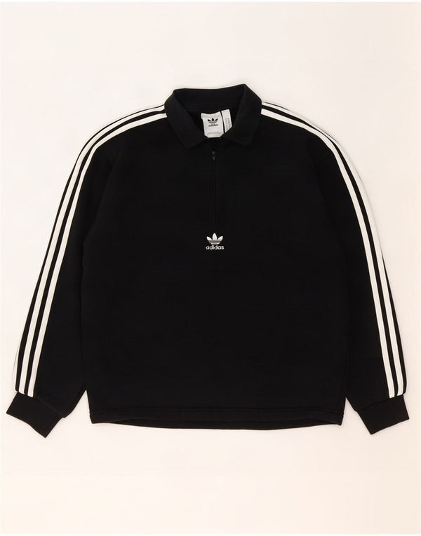 Ανδρικό φούτερ με λαιμόκοψη Adidas, μεσαίο μαύρο βαμβακερό