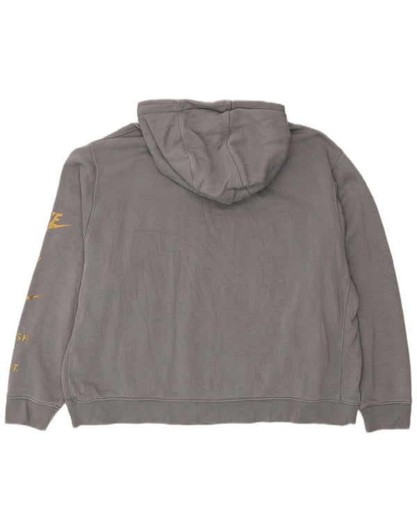 Nike Womens Swoosh Graphic Oversized Hoodie Jumper UK 20 2XL Grey Sports