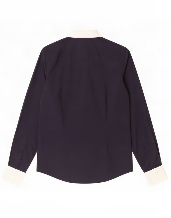 Brooks Brothers Womens Tailored Fit Shirt US 2 XS Navy Blue Colourblock