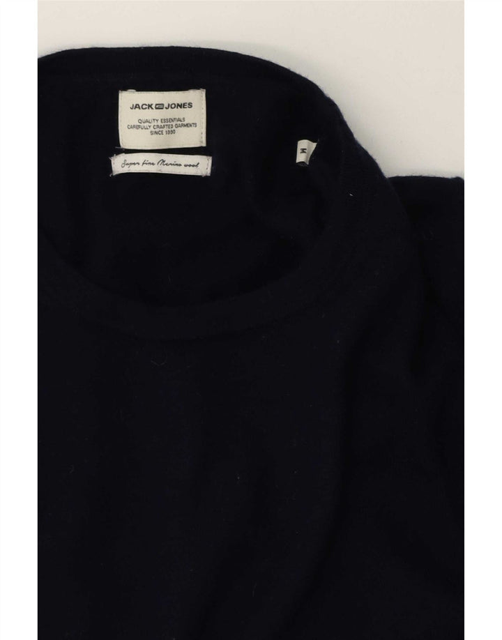 Jack & Jones Ανδρικό πουλόβερ με λαιμόκοψη με λαιμόκοψη μεσαίου χρώματος ναυτικό μαλλί Merino