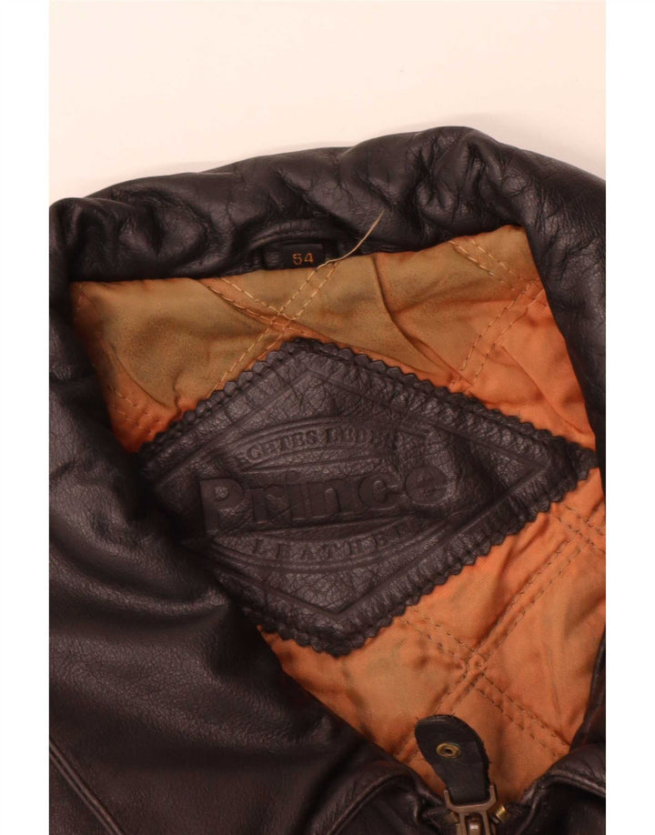Prince Ανδρικό Δερμάτινο Gilet IT 54 2XL Μαύρο