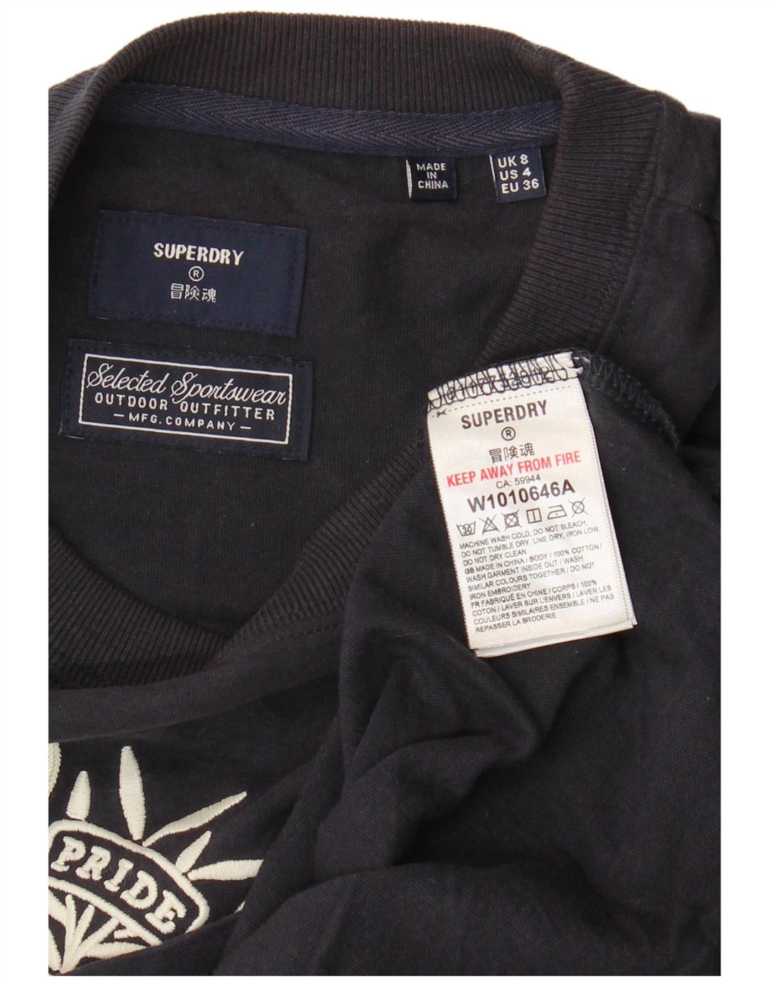 Γυναικείο γραφικό μπλουζάκι SUPERDRY Top UK 8 Small Navy Blue από βαμβάκι