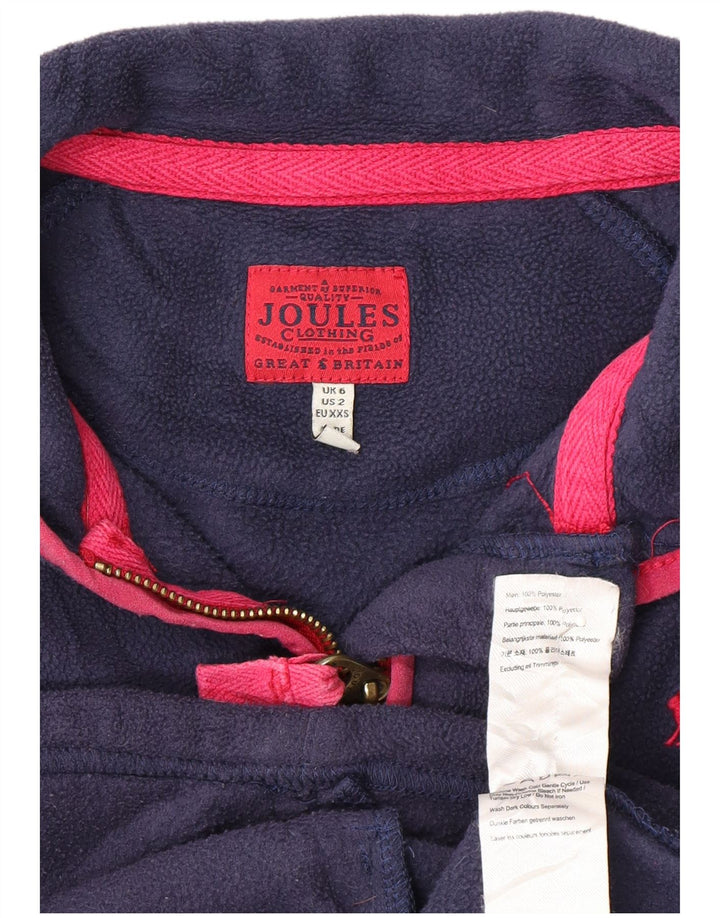 JOULES Womens Fleece Jacket UK 6 XS Navy Blue Polyester