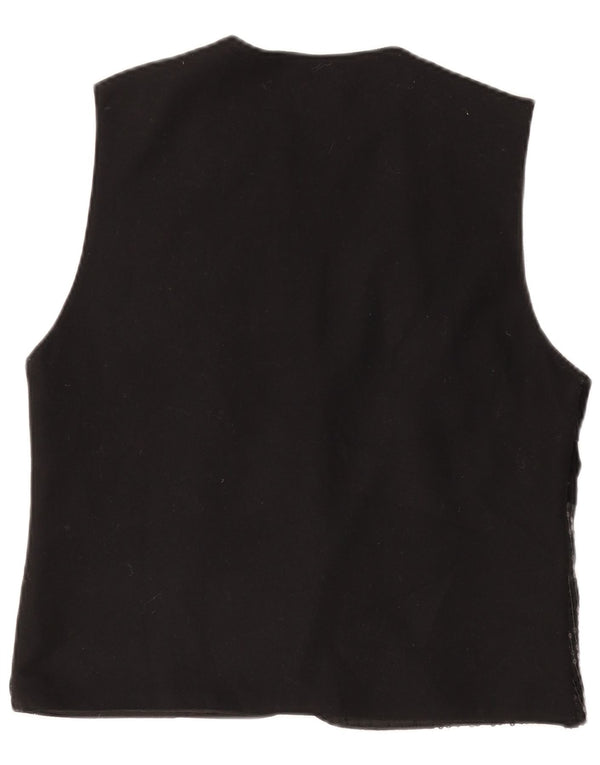 Vintage γυναικείο γιλέκο UK 14 Medium Black Patchwork