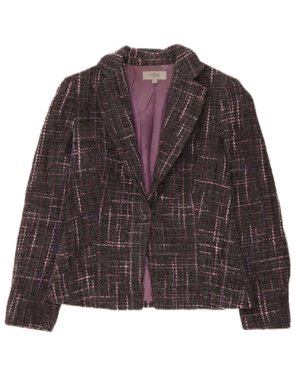 Marks & Spencer Γυναικείο μπουφάν σακάκι με 1 κουμπί UK 10 Small Grey Check