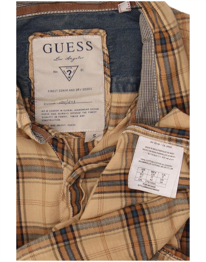 Ανδρικό φανελένιο πουκάμισο Guess Small Beige Check Cotton