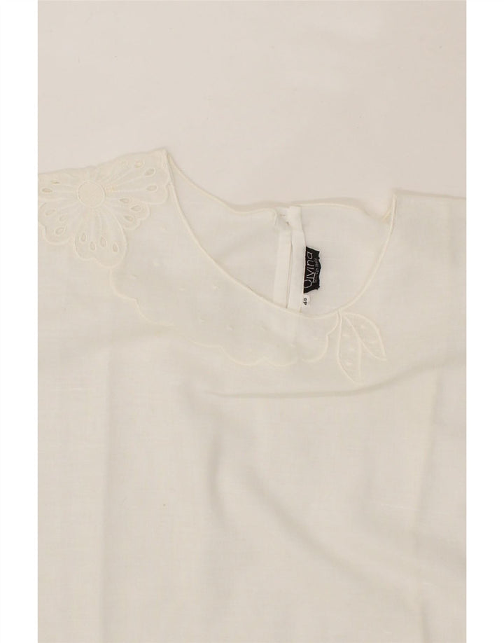 DIVINA Womens Blouse Top IT 46 Large White Cotton Vintage Divina and Second-Hand Divina from Messina Hembry 
