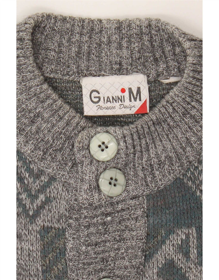 Ανδρικό πουλόβερ ζακέτα Gianni Loose Fit Medium Grey Geometric