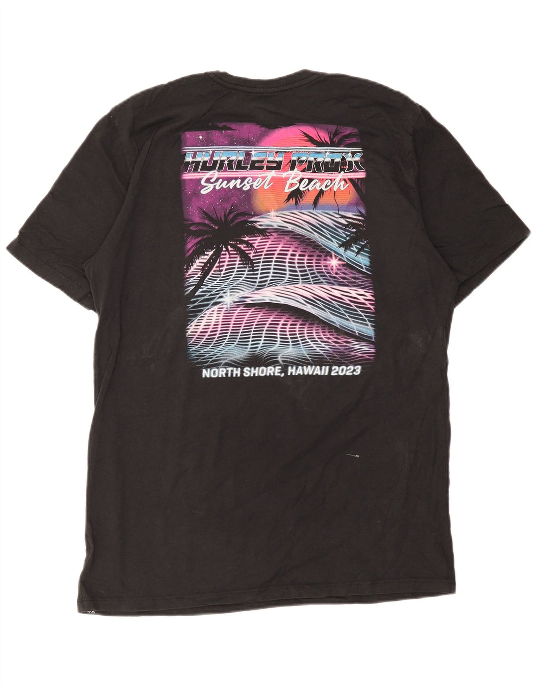 Ανδρικό γραφικό T-Shirt Hurley Top μεγάλο μαύρο βαμβακερό