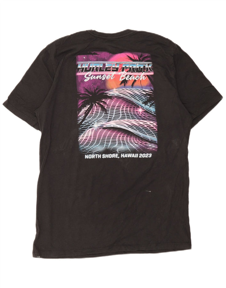 Ανδρικό γραφικό T-Shirt Hurley Top μεγάλο μαύρο βαμβακερό