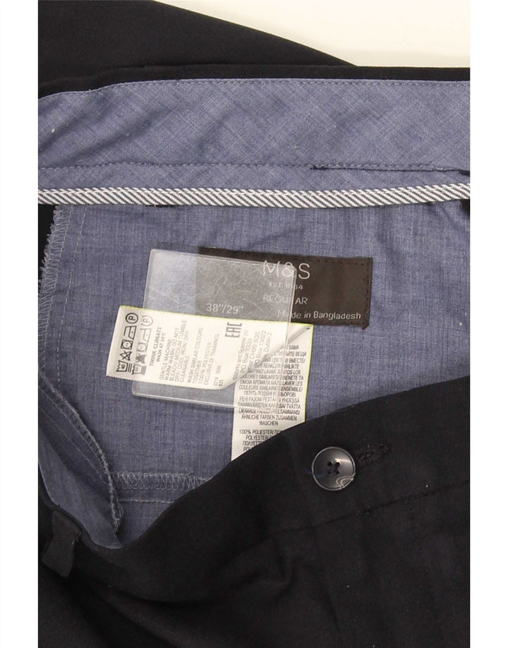 Marks & Spencer Ανδρικό κανονικό παντελόνι Chino W38 L29 Navy Blue Polyester
