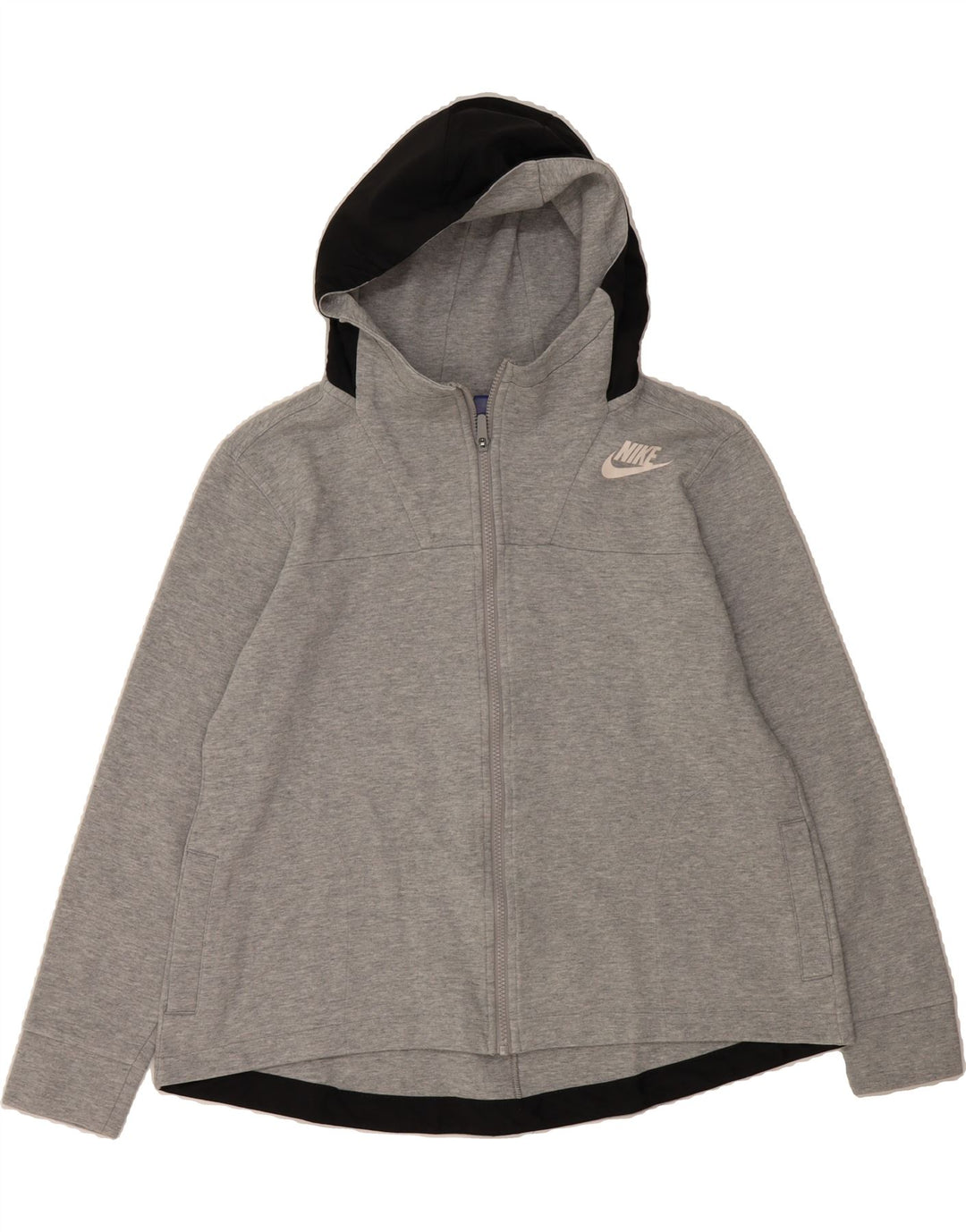 NIKE Mens Zip Hoodie Sweater Small Grey Colourblock Vintage Nike and Second-Hand Nike from Messina Hembry 