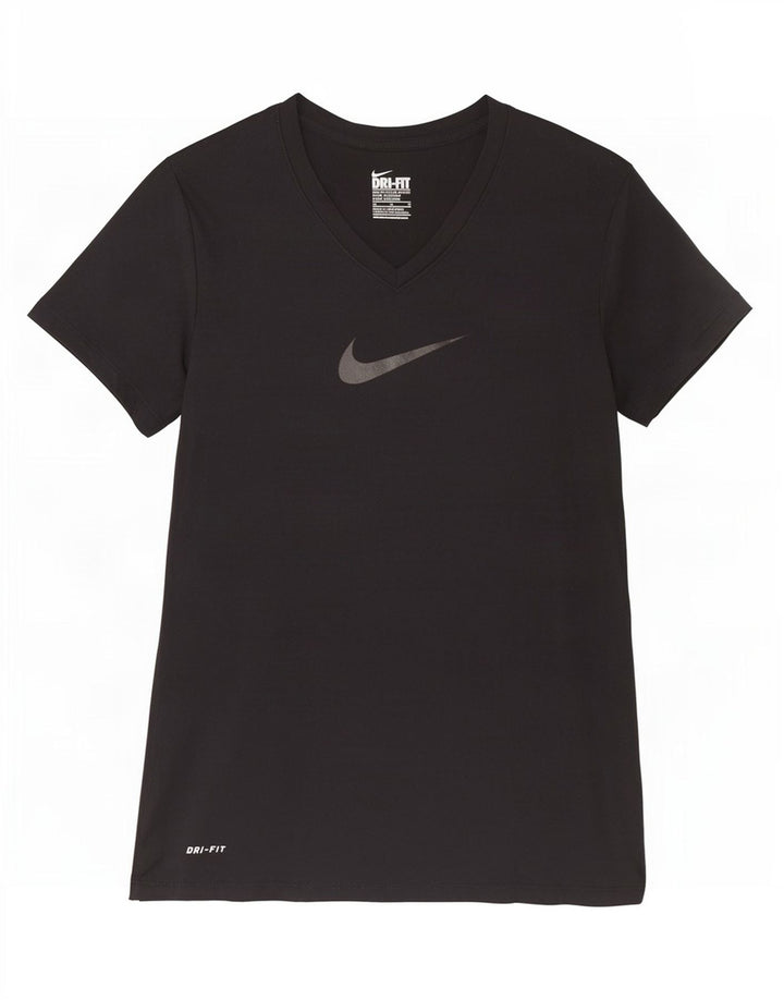 Γυναικείο μπλουζάκι Nike Dri Fit Slim γραφικό Top 12 μεσαίο μαύρο πολυεστέρα