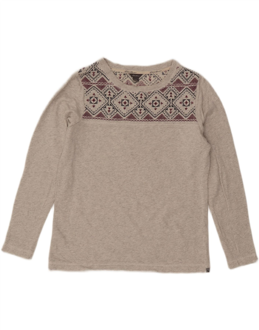 EDDIE BAUER Γυναικείο φούτερ μεγάλου μεγέθους Jumper UK 10 Small Grey Fair Isle