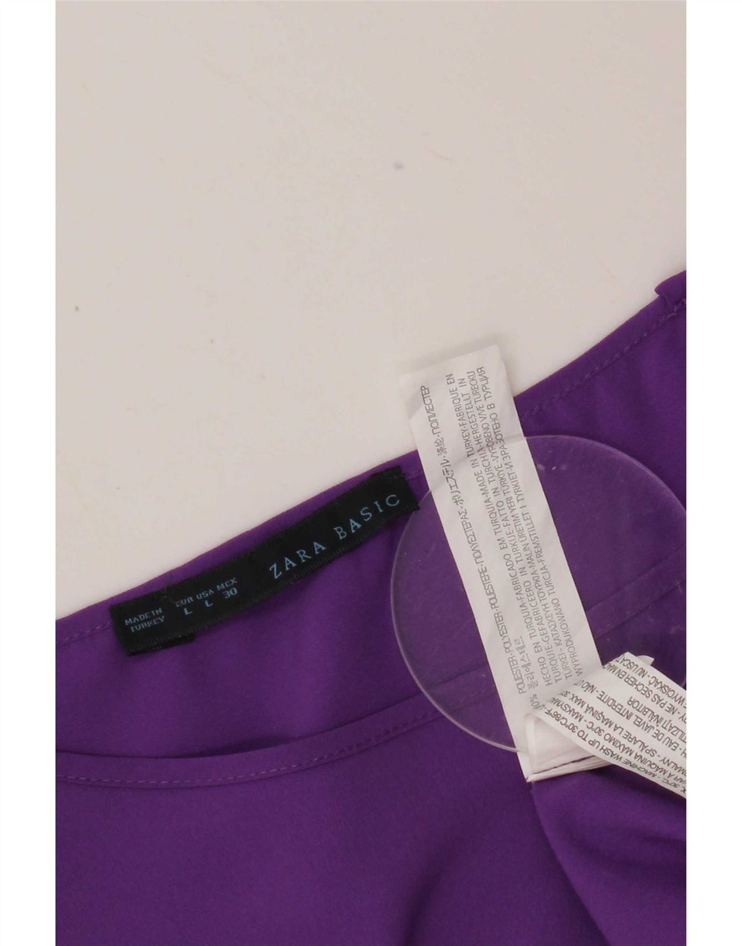 Zara Γυναικείο τοπ 3/4 μανίκι UK 16 Large Purple Polyester