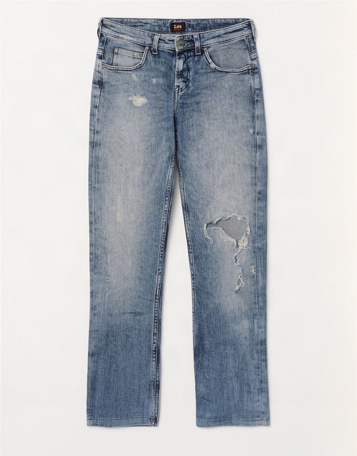 Lee Mens Knox Distressed Straight Jeans W29 L30 Blue Cotton