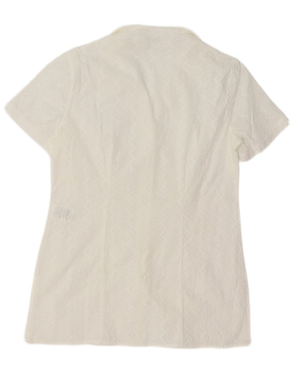 Naracamicie Womens Short Sleeves Shirt Dress UK 12 Medium White Cotton