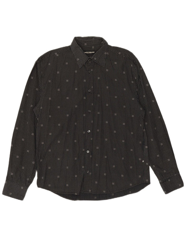 TOM TAILOR Ανδρικό πουκάμισο XL Μαύρο Βαμβακερό με ρίγες