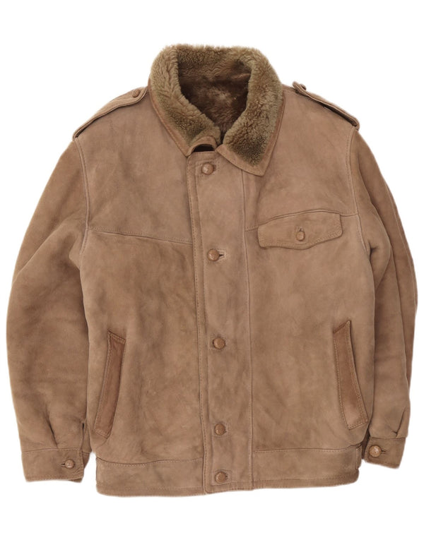 Vintage Ανδρικό Στρατιωτικό Shearling Jacket IT 52 XL Beige