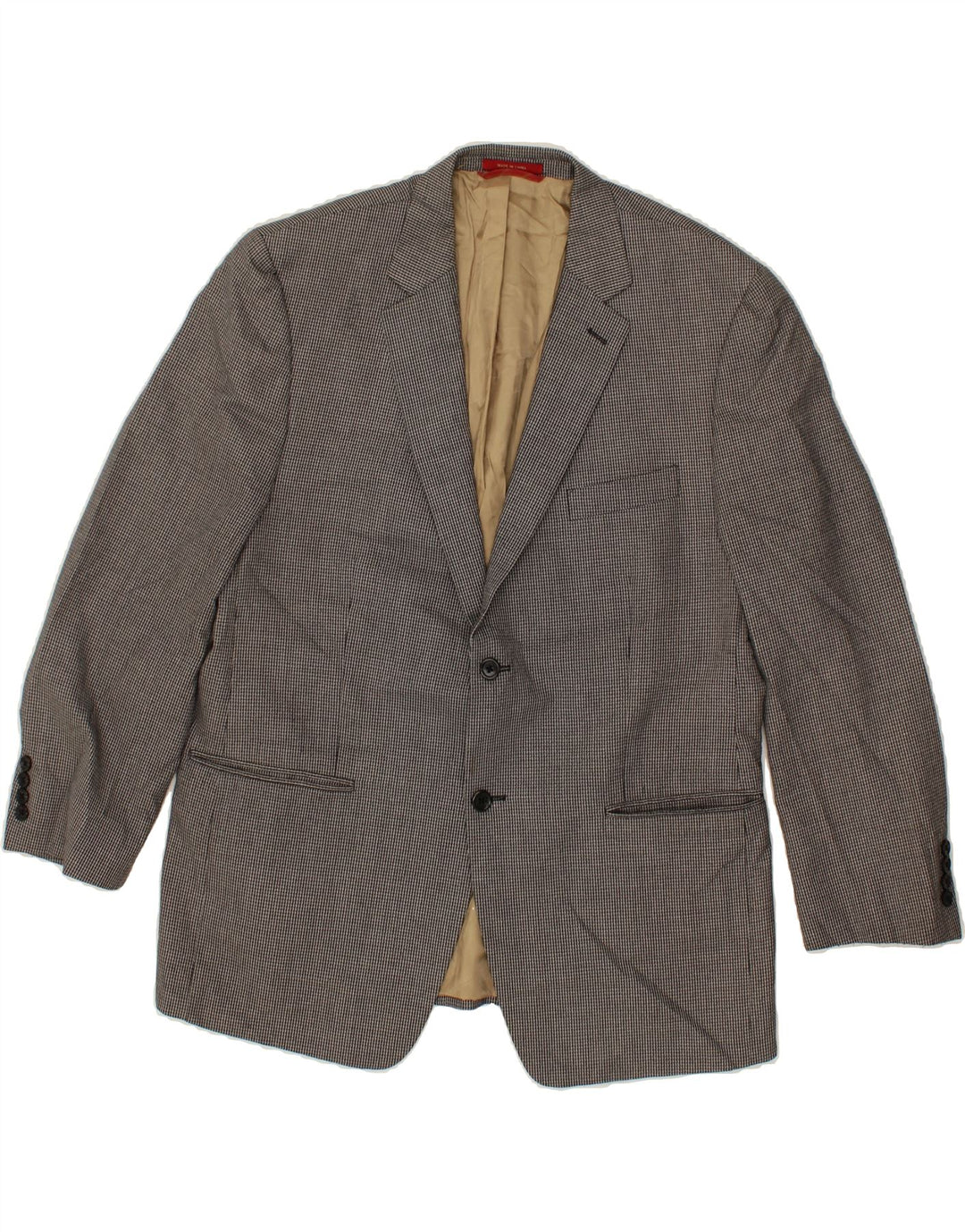 IZOD Mens Slim 2 Button Blazer Jacket EU 44 2XL Grey Houndstooth Polyester Vintage Izod and Second-Hand Izod from Messina Hembry 