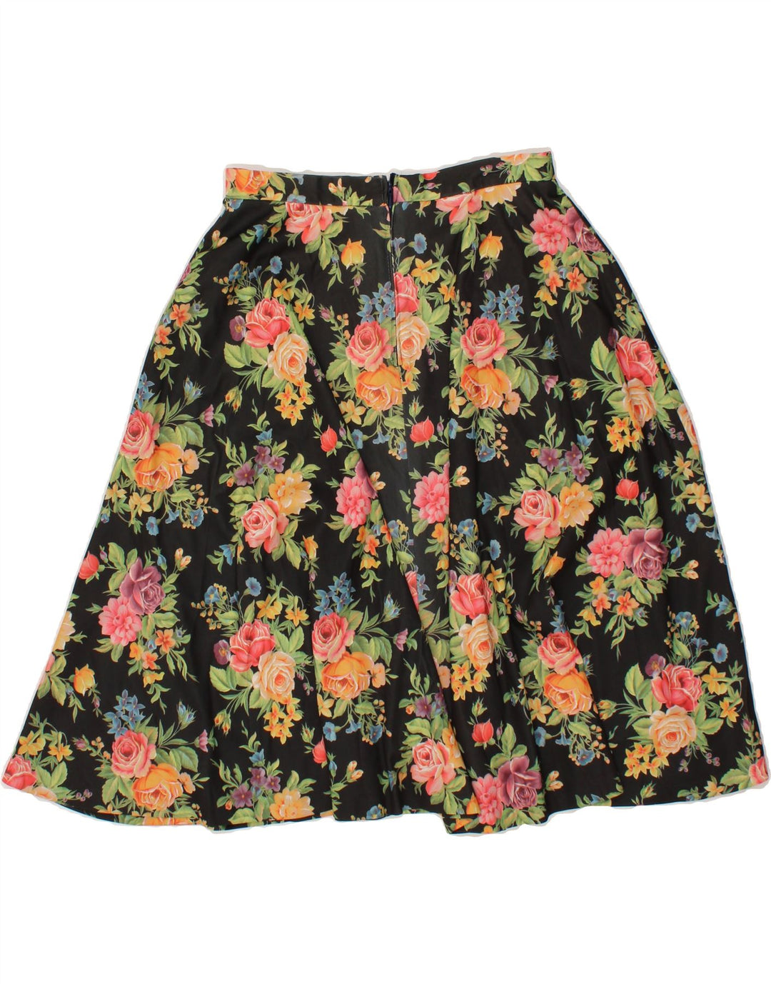 VINTAGE Womens A-Line Skirt W28 Medium Black Floral Vintage Vintage and Second-Hand Vintage from Messina Hembry 