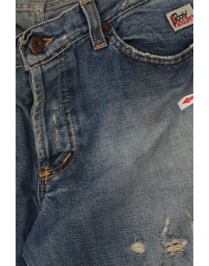 Roy Rogers Womens Distressed Bootcut Jeans W34 L32 Blue Cotton