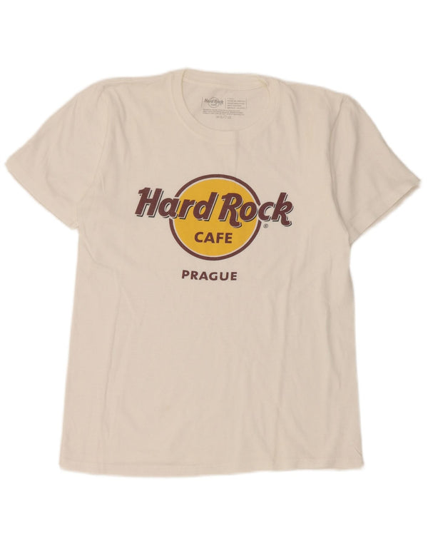 Μπλουζάκι Hard Rock Cafe Mens Prague Graphic T-Shirt Top Μικρό λευκό βαμβακερό
