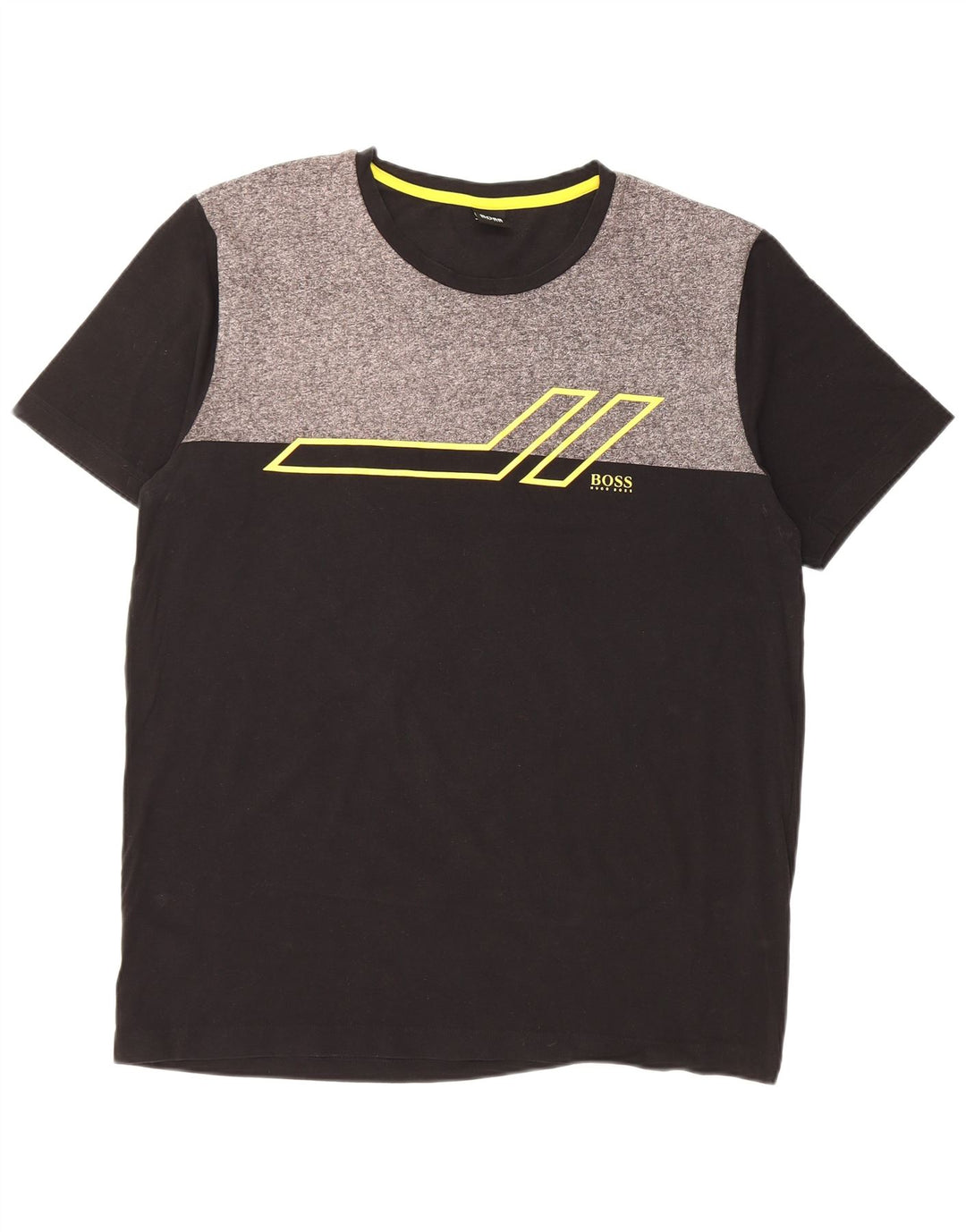 Ανδρικό γραφικό μπλουζάκι HUGO BOSS Top Large Black Colorblock Βαμβακερό